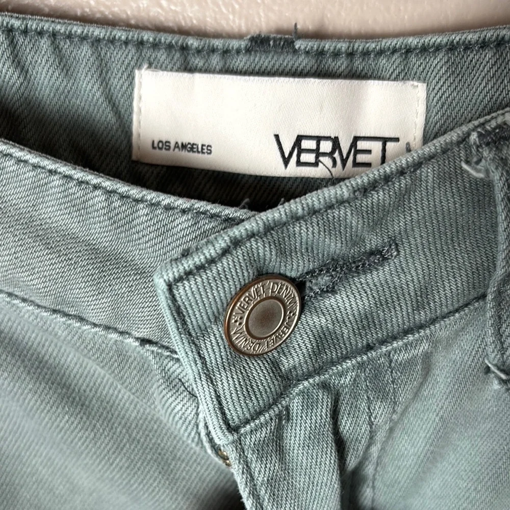 Vervet Green Distressed Wide Leg Jeans Size 27 - Picture 4 of 8